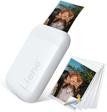 طابعة صور Liene مقاس 2×3 بوصة، طابعة صور صغيرة مع 5 ورق صور لاصق Zink، بلوتوث 5.0، متوافقة مع iOS وAndroid، طابعة صور فورية محمولة بالألوان والألوان أحادية اللون لأجهزة iPhone والهواتف الذكية، لون أبي