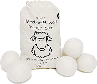 Ecoigy Wool Dryer Balls Organic XL 6-Pack , Reusable Natural Fabric Softener for Laundry, Dryer Sheets Alternative, New Zealand Wool, Speed Up Dry Time, Cut Energy Costs