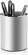 Vaydeer Metal Pen Holder Aluminum Pencil Holder for desk, Round Desktop Organizer and Silver Pencil Cup for Office, School, Home and Stationary Supplies (3.15 x 3.15 x 3.94 Inches
