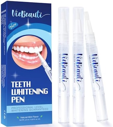 VieBeauti Teeth Whitening Pen (3 Pcs, 30Uses, Effective, Painless, No Sensitivity, Travel-Friendly, Easy to Use, Beautiful White Smile, Mint Flavor