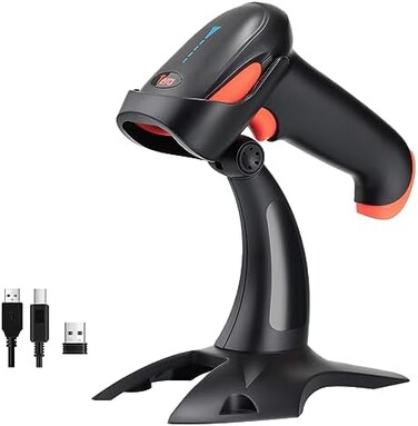 Tera Wireless 2D QR Barcode Scanner with Stand, 3 in 1 Compatible with Bluetooth2.4GHz WirelessWired Connection, Connect Smart Phone Tablet PC USB Image Bar Code Reader with Vibration Alert