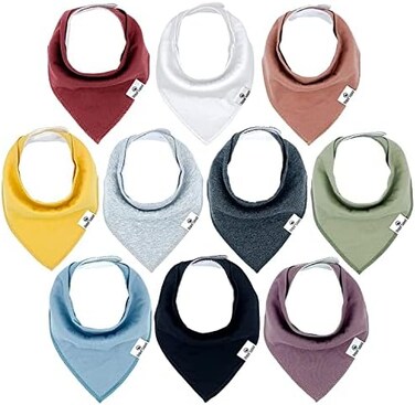 Diaper Squad 10-Pack Organic Baby Bandana Drool Bibs - Baby Bibs for Girls, Boy, Unisex Soft Cotton Teething Bandana Bibs