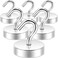 Neosmuk Magnetic Hooks, 60 lbHeavy Duty Neodymium Magnet for Hanging, Fridge, Grill, Pot Holders, Magnetic Hanger Swivel Swing for Locker, Toolbox, Classroom Cruise Cabins (White, Pack of 6