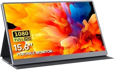 Upperizon Portable Monitor 15.6 Inch 1080P IPS Travel Monitor with Speaker Mini HDMI Dual USB-C Portable Monitor for Laptop MacBook PC Surface Xbox Switch PS5 with Cover