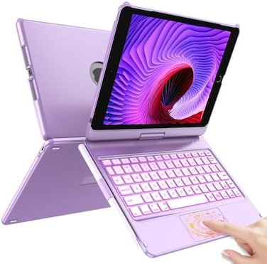 جراب لوحة مفاتيح HOTLIFE لجهاز iPad مقاس 10.2 بوصة، الجيل التاسع/الثامن/السابع، يعمل باللمس، غطاء حماية قابل للدوران 360 درجة، مزود بحامل قلم، متوافق مع iPad 9