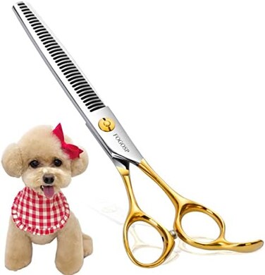 FOGOSP Thinning Shears for Dogs 36 Teeth Blending Shears for Small Medium Dogs 6.5" Professional Pet Thinners Blenders Scissors for Right Groomer(Blender, Gold