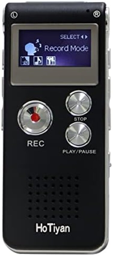 HoTiyan Voice Recorder 16GB Capacity Voice Activated Recording Device Digital Voice Recorder for Lectures, Meetings, Interviews Mini Audio Recorder with USB Rechargeable WAV/MP3 Tape Recorder (16GB