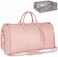 Ytonet Carry On Garment Bag, Large PU Leather Duffle Bag for Women, Waterproof Garment Bags for Travel with Shoe Pouch, 2 in 1 Hanging Suitcase Suit Travel Bags, Gifts for Women, Pink, Pink, Tote