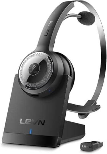 LEVN Bluetooth 5.0 Headset, Wireless Headset with Microphone (AI Noise Cancelling, 35Hrs Bluetooth Headphones with USB Dongle for PC, Suitable for Remote Work/Call Center/Zoom/Online Class/Trucker