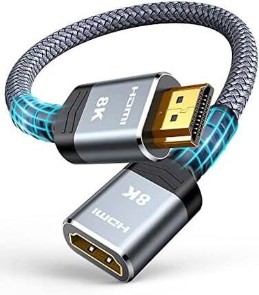 كابل تمديد HDMI من Highwings بدقة 8K، محول HDMI 2.1 فائق السرعة لدقة 4K بمعدل 30/60/120 هرتز، متوافق مع Xbox وPS5 وPS4 وRoku TV والكمبيوتر المحمول، بطول 1 قدم