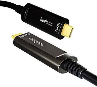 huaham USB C to USB C Fiber Optic Cable 15M/50FT, USB 3.1 Cable 10Gbps Gen2 Long Distance Transmission Slim, Ultra High Speed USB Cable for VR, Xbox, Logitech Camera, Laptop etc