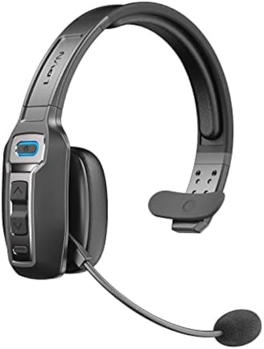 LEVN Bluetooth Headset with Microphone, Trucker Bluetooth Headset with AI Noise CancellingMute Button, Wireless On-Ear Headphones 60 Hrs Working Time, for Trucker Home Office Remote Work Zoom