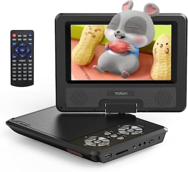 YOTON 9.5" Portable DVD Player for Kids and Car, 7.5" Swivel HD Screen, Upgraded Dual Speakers, 6Hours Built-in Battery, Support Sync Screen to TV, Support SD Card/USB/Multiple Disc Formats