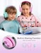 Nabevi Kids Headphones with Microphone, Over-Ear Headphones for Kids with Sharing Function, 85dB/94dB Safe Volume Limit, Headset for On-line Study, School, Travel, Headphone for Children [Pink]