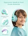 Nabevi Kids Headphones with Microphone, Over-Ear Headphones for Kids with Sharing Function, 85dB/94dB Safe Volume Limit, Headset for On-line Study, School, Travel, Headphone for Children [Green]