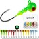 Dovesun Jig Heads for Fishing, Painted Jigheads with 3D Eye Ball Glowing WalleyeBassCrappie jigs 1/2oz 3/8oz 1/4oz 1/5oz 1/8oz 1/10oz 1/16oz 1/32oz Fishing Jig Hooks Assortment 15-40pcs