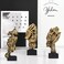 aboxoo 3 Pcs Thinker Statue, Silence is Gold Abstract Art Figurine, No Hear No See No Speak Modern Home Resin Sculptures Decorative Objects Modern Decor for Creative Room Home, Office Study (Gold