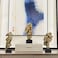 aboxoo 3 Pcs Thinker Statue, Silence is Gold Abstract Art Figurine, No Hear No See No Speak Modern Home Resin Sculptures Decorative Objects Modern Decor for Creative Room Home, Office Study (Gold
