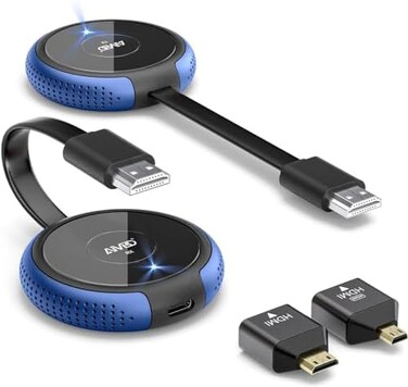 TIMBOOTECH Wireless HDMI Transmitter and Receiver 4K, Casting 5G Stable Signal Video/Audio Wireless HDMI Extender Kit for PC, Laptop, Camera, Blu-ray, Netfix, PS5 to Monitor, Projector, HDTV 100FT/30M