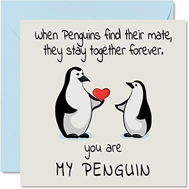 Stuff4 Anniversary Card - You Are My Penguin - Cute Romantic Wedding Anniversary Card for Wife Husband Girlfriend Boyfriend Partner Friend Him Her, 145mm x 145mm Valentine's Day Greeting Cards for Fia
