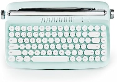 YUNZII ACTTO B303 Wireless Typewriter Keyboard, Bluetooth Connection, Cute Retro Aesthetic Design with Integrated Stand for Tablet, Phone, PC and Win/Mac/Android(B303, Sweet Mint