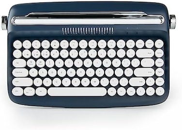YUNZII ACTTO B303 Wireless Typewriter Keyboard, Bluetooth Connection, Cute Retro Aesthetic Design with Integrated Stand for Tablet, Phone, PC and Win/Mac/Android (Midnight, B303