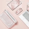 YUNZII ACTTO B303 Wireless Typewriter Keyboard, Bluetooth Connection, Cute Retro Aesthetic Design with Integrated Stand for Tablet, Phone, PC and Win/Mac/Android (Baby Pink, B303