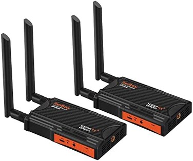 BovBox Wireless HDMI Extender Kit, Supports 1080P Full HD 200m (656ftWireless HDMI Transmitter and Receiver with HDMI Loop-Out and IR Remote Control for DSLR Camera Projector Laptop Church Home Office