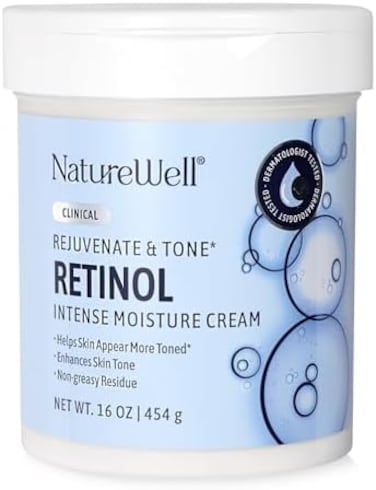 NATURE WELL Clinical Retinol Advanced Moisture Cream for Face, Body,Hands, Boosts Skin Firmness, Enhances Skin Tone, No Greasy Residue, Version 2.0, 16 Oz