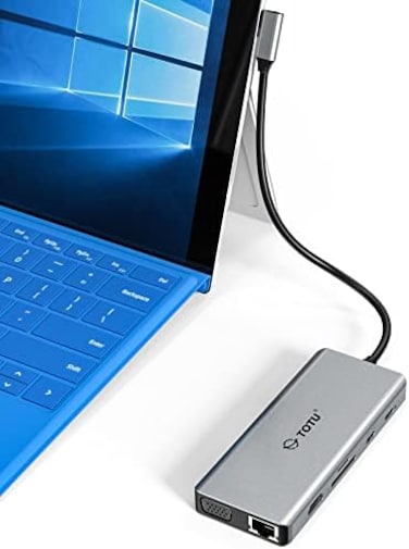 TOTU Docking Station, USB C Hub, 12 in 1 Surface Pro Docking Station with 4K HDMI, Ethernet, VGA, 92W PD, USB-C 3.0 and 2 USB 3.0 for MacBook Pro Air and Type-C Laptops with Thunderbolt 3 or 4