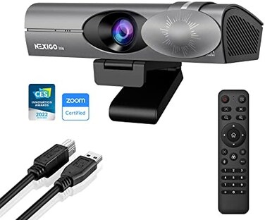 كاميرا NexiGo Iris، كاميرا ويب بتقنية الذكاء الاصطناعي بدقة 4K مزودة بمستشعر 1/1.8 بوصة، وذاكرة فلاش داخلية، وتقنية HDR، وخاصية صورة داخل صورة، وتحكم مشابه لكاميرات DSLR، وتأطير/تتبع تلقائي مع مجال رؤ