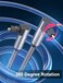 SOUNDFAM 90 Degree Toslink Optical Audio Cable Double Right Angle Fiber Optic Cable 360 Degree Free-Rotating Plug for Home Theater, Sound Bar,TV-Grey (10ft/3m