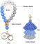 Bisanzoya Beaded Keychain with Tassel, Silicone Key Ring Bracelet, Cute Boho Car Key Chain Wristlet for Women