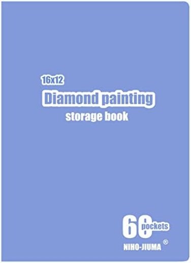 كتاب تخزين لوحات الماس من نيهو-جيوما - مناسب لمجموعات فن الماس مقاس 12×16 بوصة (30×40 سم) - غلاف بـ 60 جيبًا يُستخدم لحماية حافظة لوحات الماس، واللوحات الزيتية، والصور (أزرق)