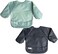 Tiny Twinkle Mess Proof Baby Bib, 2 Pack Long Sleeve Bib Outfit, Waterproof Bibs for Toddlers, Machine Washable, Tug Proof (Sage Charcoal, Large 2-4 Years