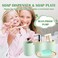 iMucci 8Pcs Pastel Green Bathroom Accessories Set - with Trash Can,Toilet Brush,Toothbrush Holder, Lotion Soap Dispenser, Soap Dish,Toothbrush Cup,Qtip Holder (Bamboo Cover