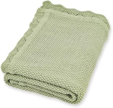 YOYI YOYI Knit Baby Blanket, Organic Cotton Baby Blankets Neutral Cable Knitted Soft Toddler Blankets for Girls Boys Green 40''x31''