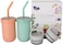 LITTLE ECOS Double walled Insulated Smoothie cups for kidsToddler Cups with StrawsSet of 2 Straw Sippy CupStainless steel baby cup with Thermos Lid for Hot StorageKids Straw Cups