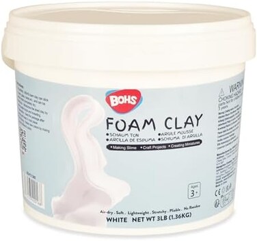 BOHS White Modelling Foam Clay - Air Drying, Squishy, Malleable - Modelling Clay for Adults ArtsCrafts Project, False Baking, Slime Ingredient, 1.36 kg, from 3 Years