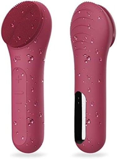 N&aring;graCoola Face Scrubber, CLIE Facial Cleansing Brush, Waterproof and Rechargeable Face Scrub Brush for MenWomen, Cleansing, Exfoliating and Massaging, Electric Face Wash Brush - Berry