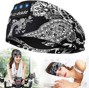 LC-dolida Sleep Headphones Bluetooth Music Wireless Band Headphones with Thin HD Stereo Speakers Perfect for Side Sleepers, Sport, Yoga, Travel