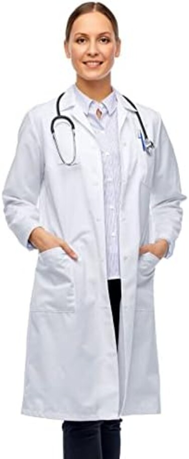 Magnus Care Professional Lab Coat 41 Inch Kick Pleat White for MenWomen Doctor Medical Costume for Chemistry Scientist Lab Jacket,