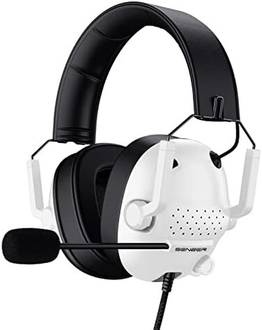 SENZER SG500 Gaming Headset for PS5 PS4 Xbox, Surround Sound Headset with Noise Canceling Microphone - Detachable Memory Foam Ear Pads Portable Foldable Headphones for PC Switch Laptop - White