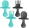 Grabease Baby Spoons and Forks Utensils for Toddlers Infants BPA-FreePhthalate-Free Baby Silverware, 2 Sets, Teal and Gray - Infant Spoon - Toddler Fork