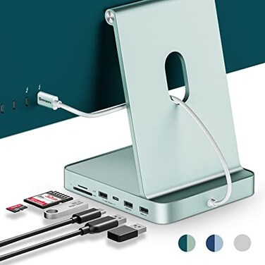 minisopuru USB C Hub for iMac 24 inch 2021, USB Hub Adapter Support M.2 NVMe SSD 7 in 1 Docking Station iMac Accessories with USB C 10Gbps, USB A 3.2, SD/TF Card Reader, M.2 SSD(Not Included, Green.