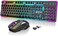 ATTACK SHARK Wireless Gaming Keyboard and Mouse Combo,2.4G Type C/USB Dual Receiver,Full Size Chroma RGB Backlit,Rechargeable 4200mAh,Silent Mice,Mousepad for Smartphone TV Tablet PC Mac