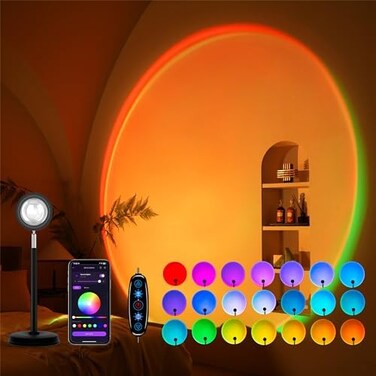 Tsrarey Sunset Lamp Projection, Not Only 21 Colors Sunset Lights, 180 Degree Rotation Led Light, Push Button SwitchAPP Control Projector for Party Bedroom Decor