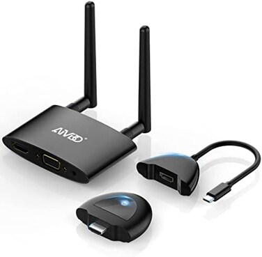 TIMBOOTECH Wireless HDMI Transmitter and Receiver 4K, USB C to Wireless, PlugPlay, VGADual Screens, Casting 5.8G Video for Laptop, Cable Box, Phone to Monitor/Projector/HDTV, 165FT