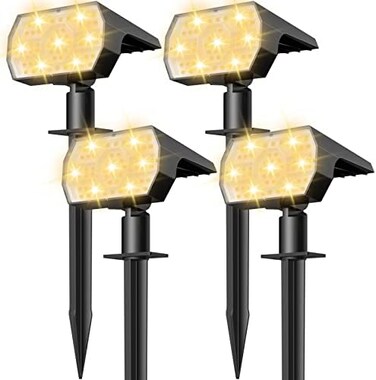 مصابيح NYMPHY الشمسية الخارجية المقاومة للماء بمعيار IP68، 56 مصباح LED، 3 أوضاع إضاءة، تعمل بالطاقة الشمسية، مصابيح موضعية للحديقة والفناء، مثالية لتزيين الحدائق الخارجية في عيد الميلاد - عبوة من 4 م