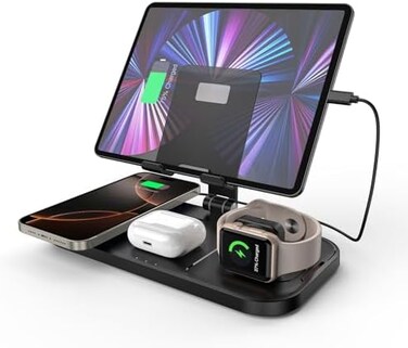 ZenGoose Wireless Charger 4 in 1 for Apple Charging Station for iPhone 15 Pro Max/14/13 Series, AirPods Pro 2, iPad Stand, Watch Charger for iWatch Series 9/8/7, Wireless Charging Station for Multiple